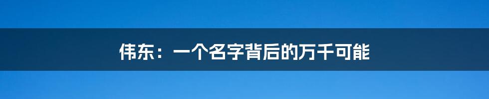 伟东:一个名字背后的万千可能