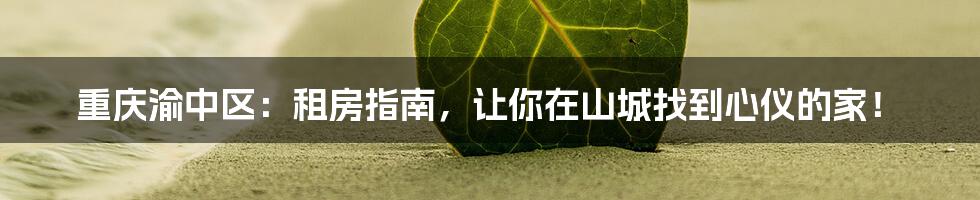 重庆渝中区:租房指南,让你在山城找到心仪的家!