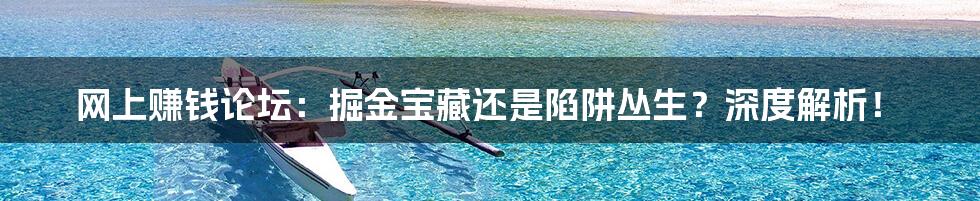 网上赚钱论坛:掘金宝藏还是陷阱丛生?深度解析!