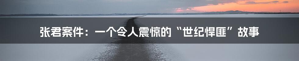 张君案件:一个令人震惊的“世纪悍匪”故事
