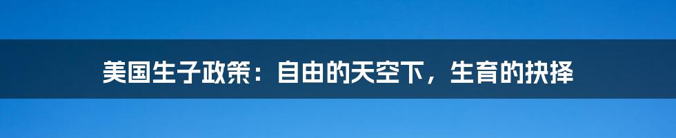 美国生子政策:自由的天空下,生育的抉择