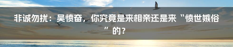 非诚勿扰:吴愤奋,你究竟是来相亲还是来“愤世嫉俗”的?