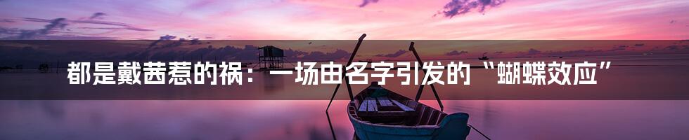 都是戴茜惹的祸:一场由名字引发的“蝴蝶效应”