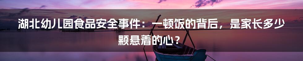 湖北幼儿园食品安全事件:一顿饭的背后,是家长多少颗悬着的心?