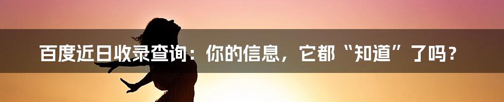 百度近日收录查询:你的信息,它都“知道”了吗?