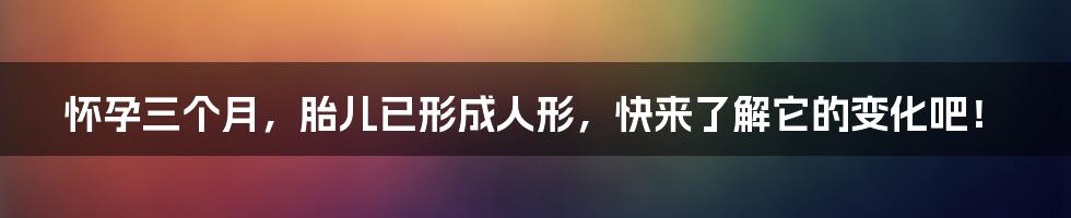 怀孕三个月，胎儿已形成人形，快来了解它的变化吧！