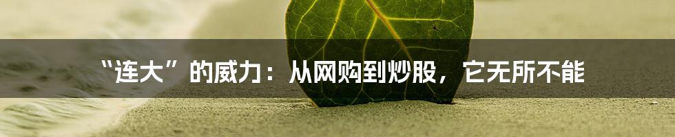 “连大”的威力:从网购到炒股,它无所不能