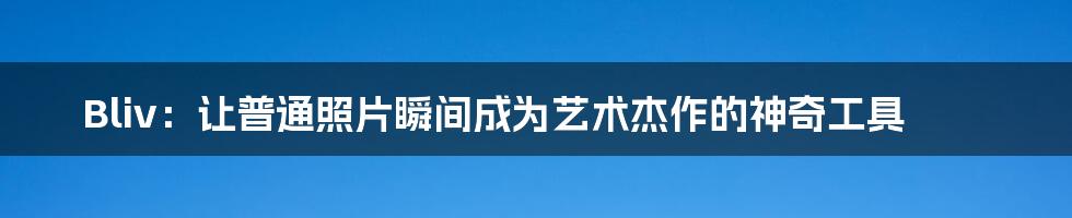 Bliv:让普通照片瞬间成为艺术杰作的神奇工具