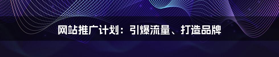 网站推广计划:引爆流量、打造品牌