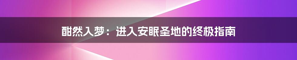酣然入梦：进入安眠圣地的终极指南