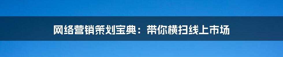 网络营销策划宝典:带你横扫线上市场