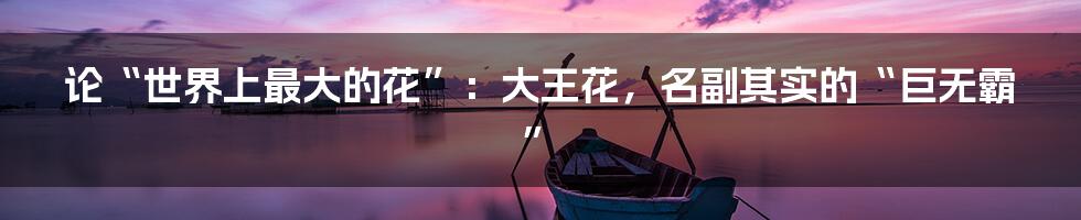 论“世界上最大的花”:大王花,名副其实的“巨无霸”