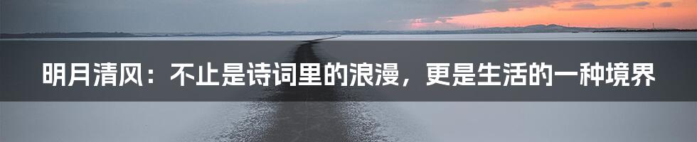 明月清风:不止是诗词里的浪漫,更是生活的一种境界