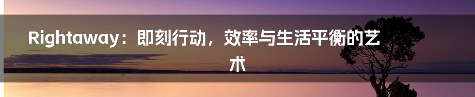 Rightaway:即刻行动,效率与生活平衡的艺术