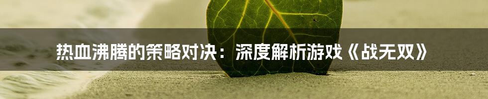 热血沸腾的策略对决:深度解析游戏《战无双》