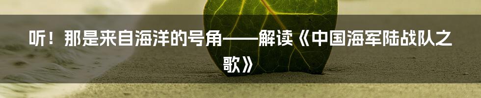 听!那是来自海洋的号角——解读《中国海军陆战队之歌》