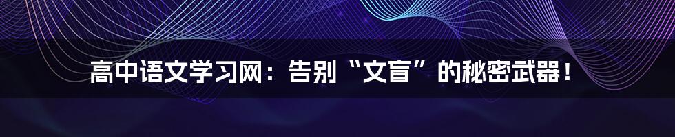 高中语文学习网:告别“文盲”的秘密武器!