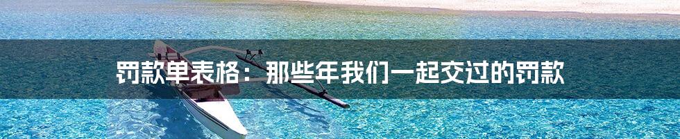 罚款单表格:那些年我们一起交过的罚款
