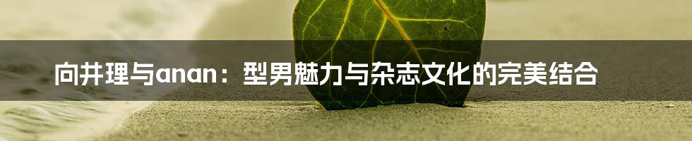 向井理与anan:型男魅力与杂志文化的完美结合