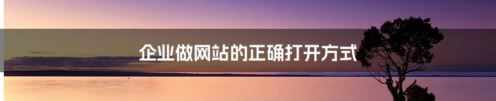 企业做网站的正确打开方式