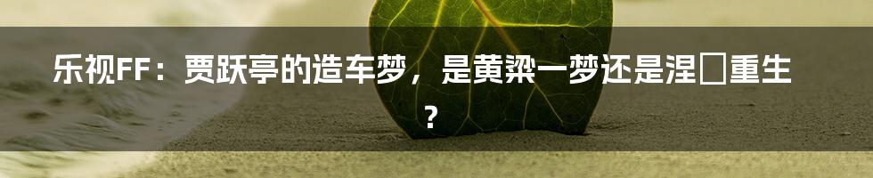 乐视FF:贾跃亭的造车梦,是黄粱一梦还是涅槃重生?