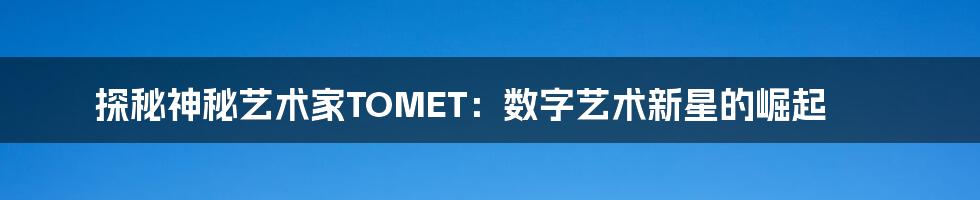 探秘神秘艺术家TOMET:数字艺术新星的崛起
