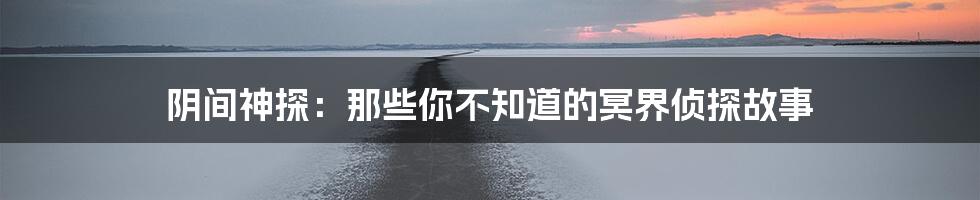 阴间神探:那些你不知道的冥界侦探故事