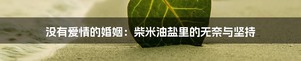 没有爱情的婚姻:柴米油盐里的无奈与坚持