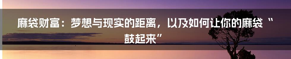 麻袋财富:梦想与现实的距离,以及如何让你的麻袋“鼓起来”