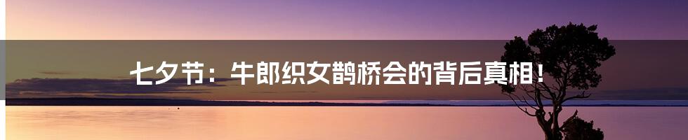 七夕节:牛郎织女鹊桥会的背后真相!