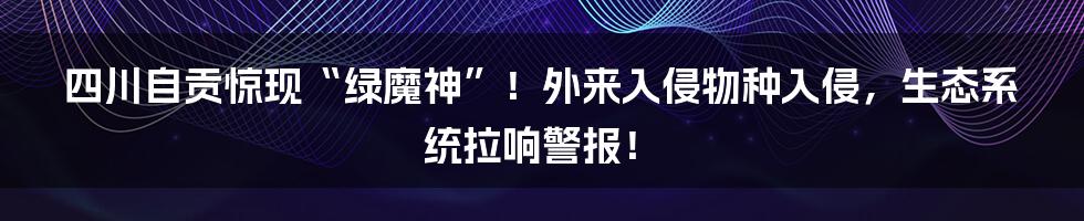 四川自贡惊现“绿魔神”!外来入侵物种入侵,生态系统拉响警报!