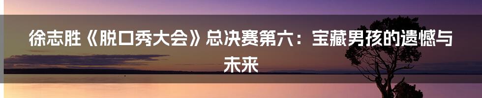 徐志胜《脱口秀大会》总决赛第六:宝藏男孩的遗憾与未来