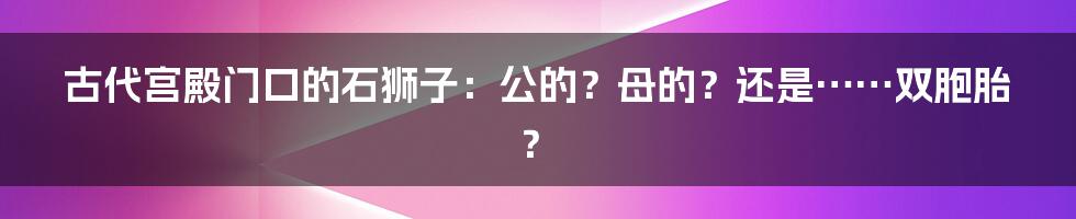 古代宫殿门口的石狮子:公的?母的?还是……双胞胎?