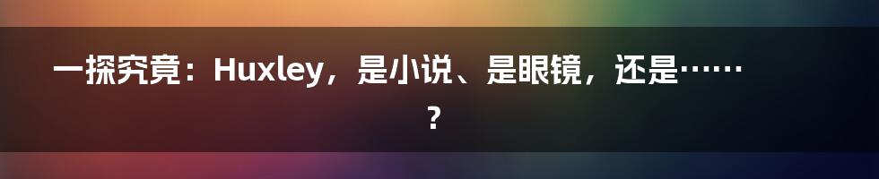 一探究竟：Huxley，是小说、是眼镜，还是……？