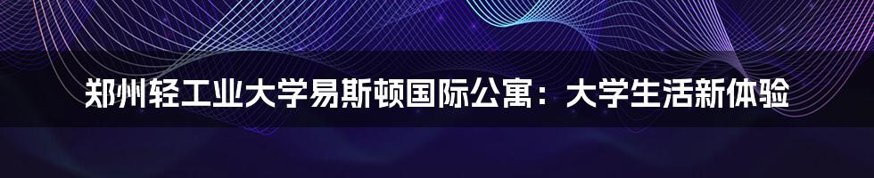 郑州轻工业大学易斯顿国际公寓:大学生活新体验
