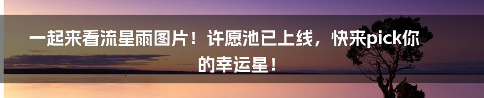 一起来看流星雨图片!许愿池已上线,快来pick你的幸运星!
