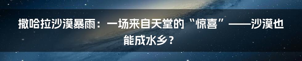 撒哈拉沙漠暴雨:一场来自天堂的“惊喜”——沙漠也能成水乡?