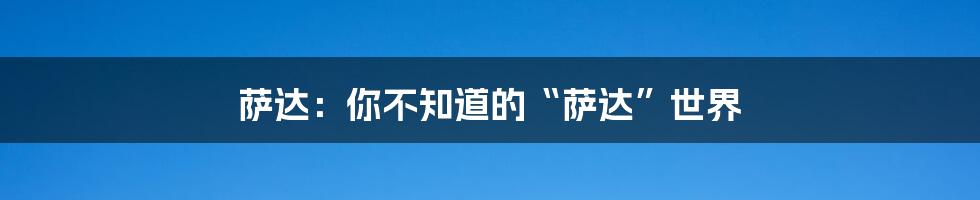 萨达:你不知道的“萨达”世界