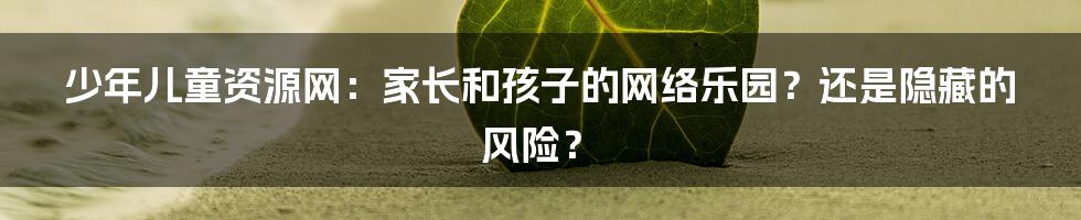 少年儿童资源网:家长和孩子的网络乐园?还是隐藏的风险?