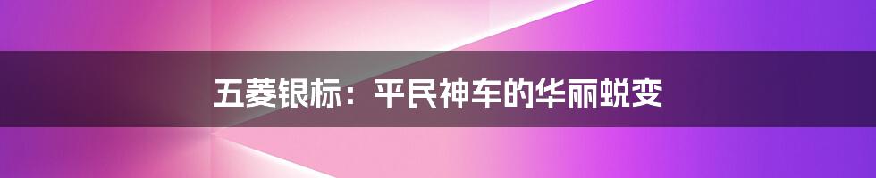 五菱银标:平民神车的华丽蜕变