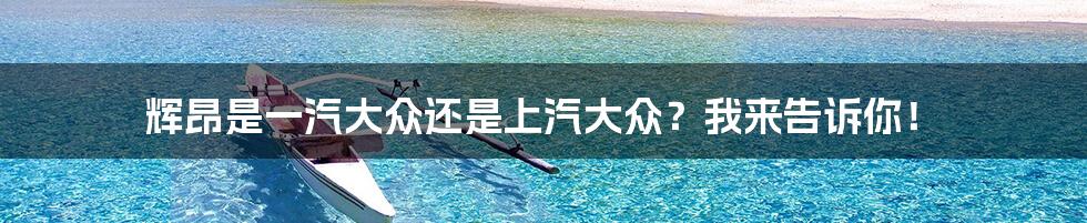 辉昂是一汽大众还是上汽大众?我来告诉你!