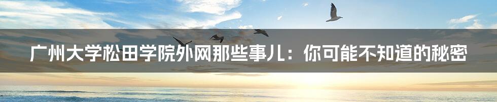 广州大学松田学院外网那些事儿:你可能不知道的秘密