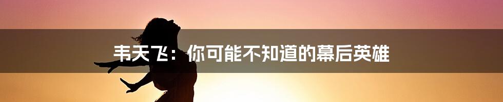 韦天飞:你可能不知道的幕后英雄