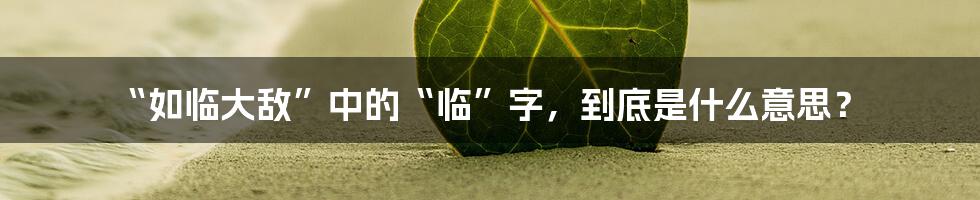 “如临大敌”中的“临”字,到底是什么意思?