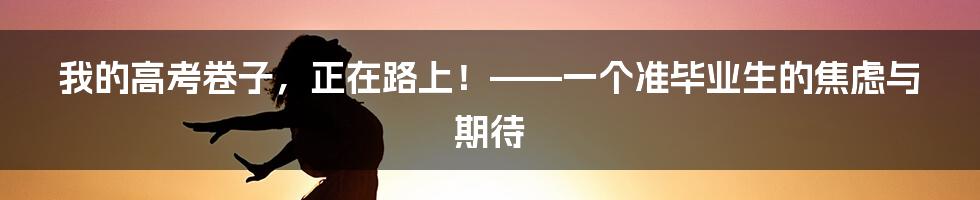 我的高考卷子,正在路上!——一个准毕业生的焦虑与期待