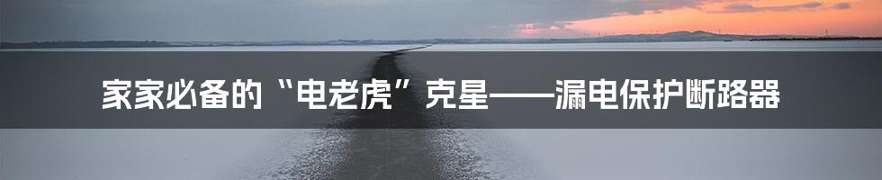 家家必备的“电老虎”克星——漏电保护断路器