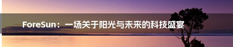 ForeSun:一场关于阳光与未来的科技盛宴
