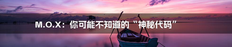 M.O.X:你可能不知道的“神秘代码”