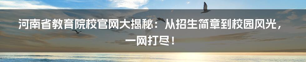 河南省教育院校官网大揭秘:从招生简章到校园风光,一网打尽!