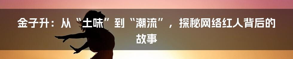 金子升:从“土味”到“潮流”,探秘网络红人背后的故事